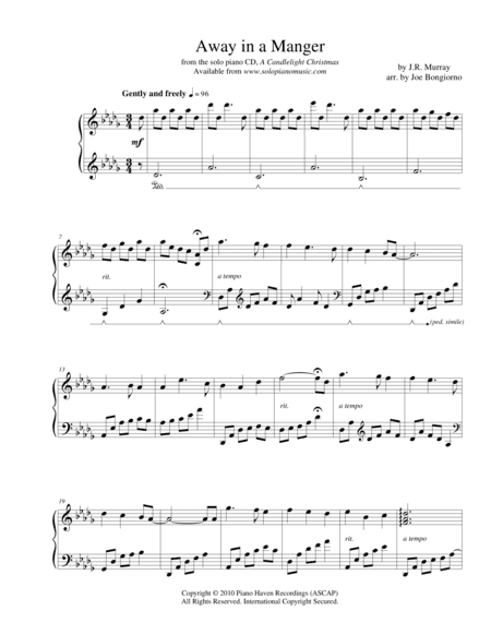 Away in a Manger - traditional Christmas - by Joe Bongiorno (arr. Joe Bongiorno)