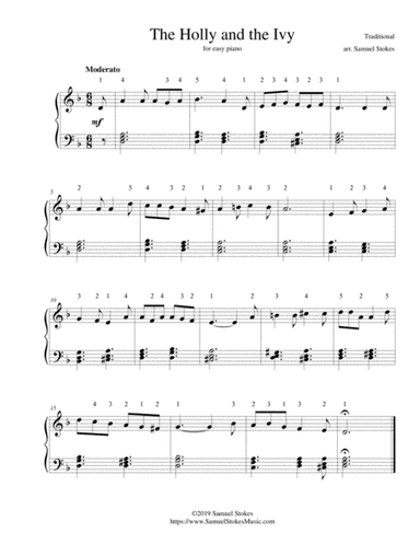 The Holly and the Ivy (minor key setting) - for easy piano (arr. Samuel Stokes)