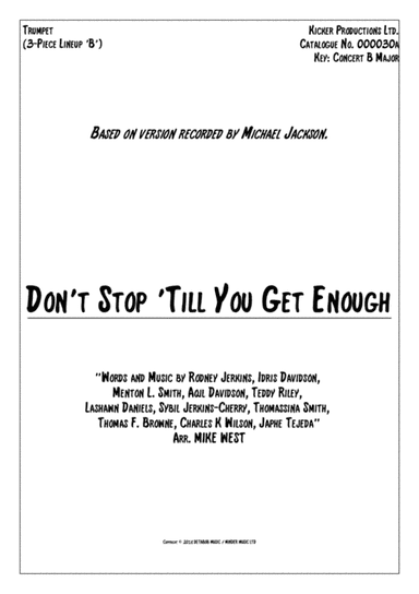 Don't Stop Til You Get Enough (arr. Mike West)
