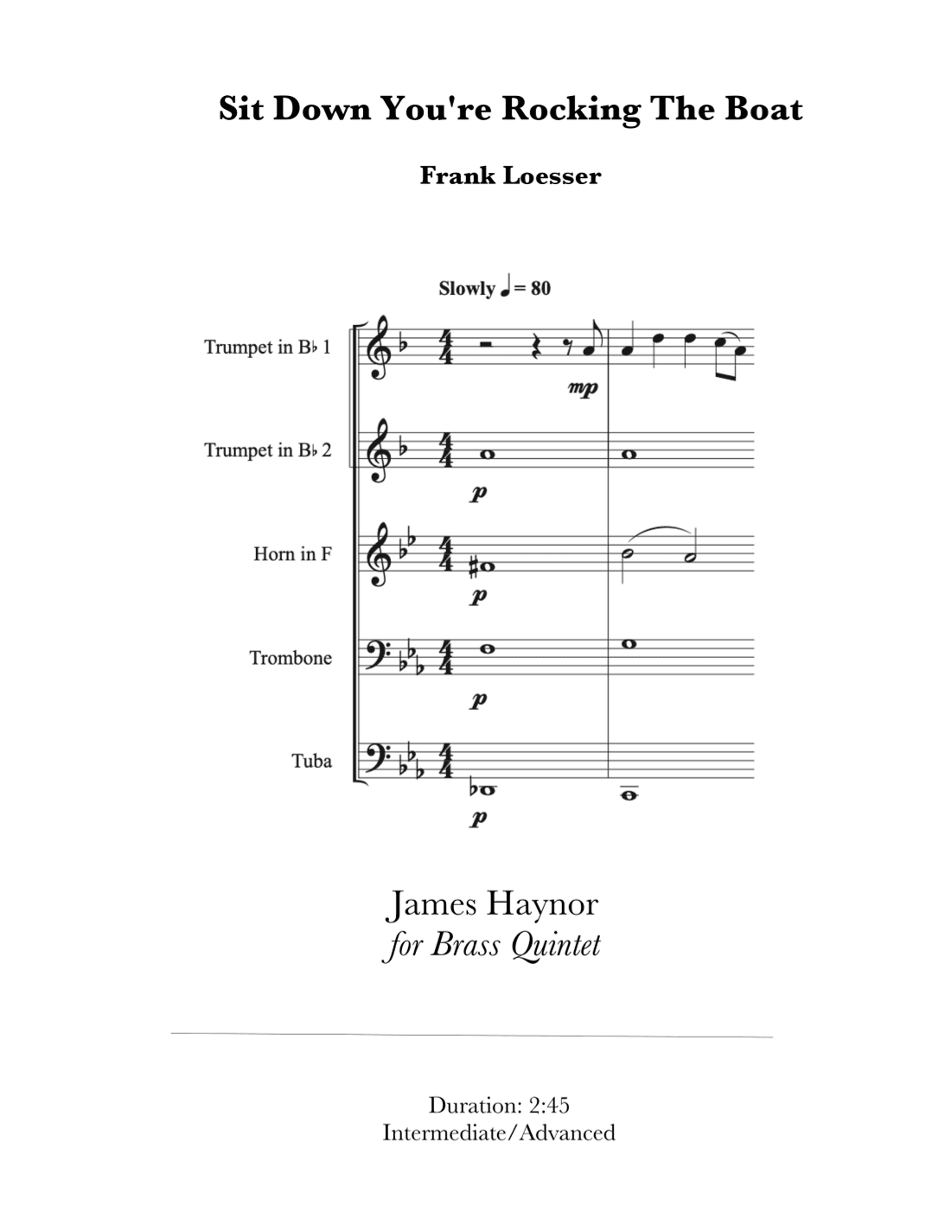 Sit Down You're Rockin' The Boat (arr. James Haynor)