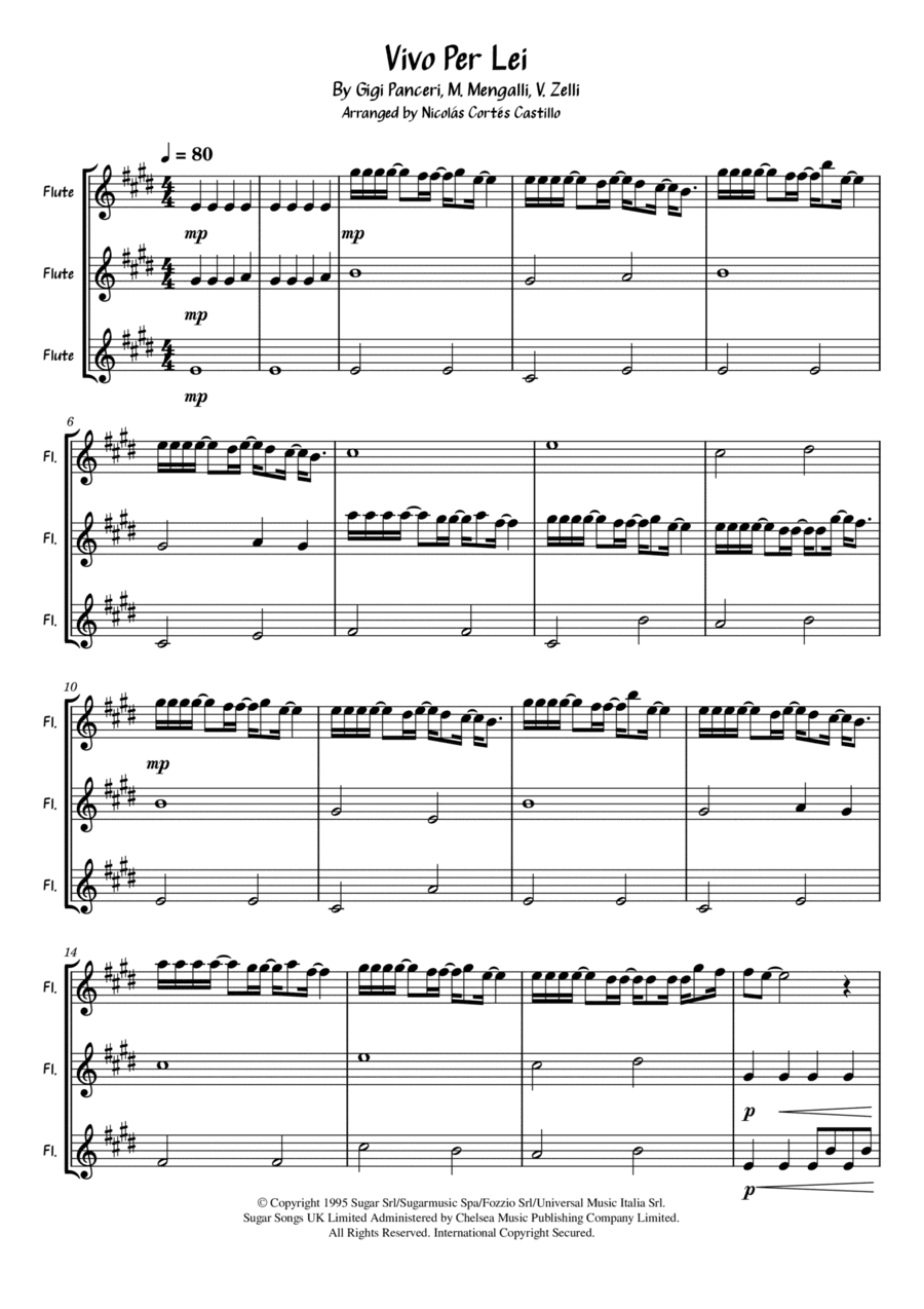 Vivo Per Lei (arr. Nicolás Cortés Castillo)