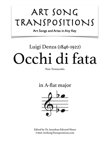 DENZA: Occhi di fata (transposed to A-flat major) (arr. ArtSongTranspositions.com)