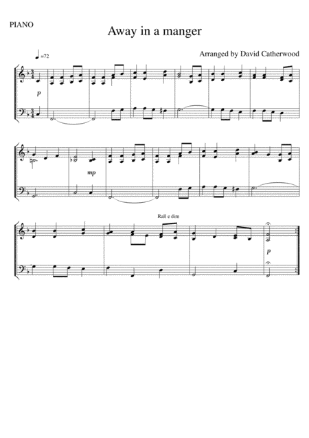 Away in a manger arranged for easy piano by David Catherwood (arr. David Catherwood)