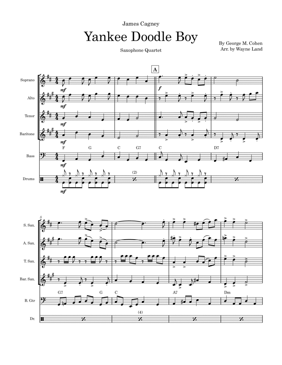 Yankee Doodle Boy (Saxophone Quartet) (arr. Wayne Land)