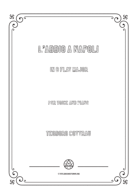 Cottrau-L'addio a Napoli in B flat Major,for voice and piano (arr. MSM)