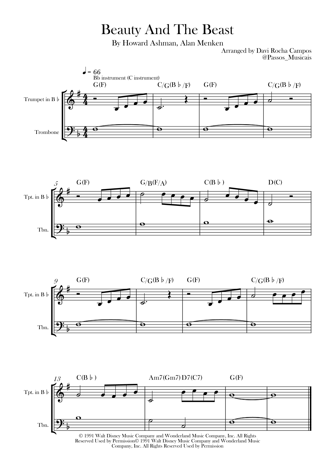 Beauty And The Beast (arr. Davi Rocha Campos)