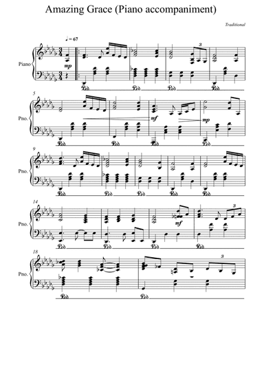 Amazing Grace Piano accompaniment - Db Major (arr. Albert van Niasky)