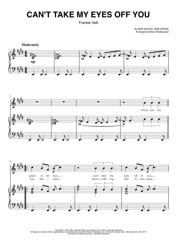 Can't Take My Eyes Off Of You (arr. Mario Stallbaumer)