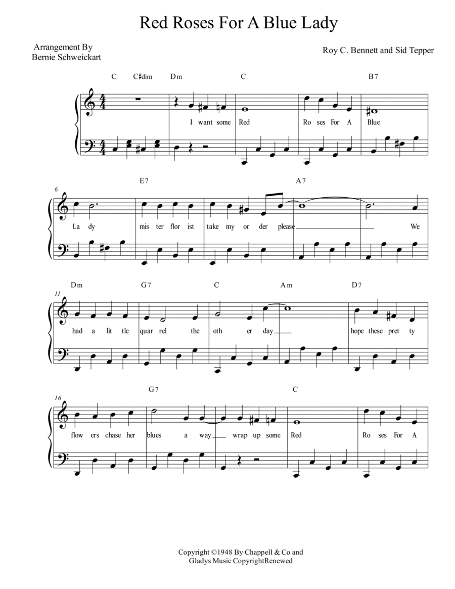 Red Roses For A Blue Lady (arr. Bernie Schweickart)