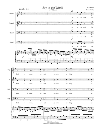 Joy to the World - for TTBB choir with piano accompaniment (arr. Samuel Stokes)