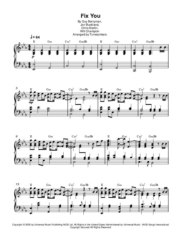 Fix You (arr. Tunescribers)