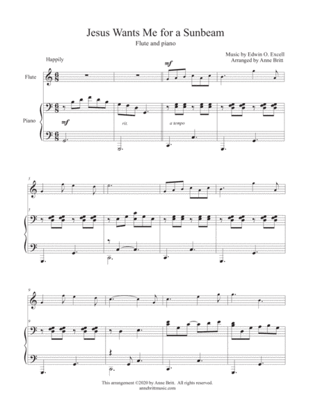 Jesus Wants Me for a Sunbeam (flute & piano) (arr. Anne Britt)
