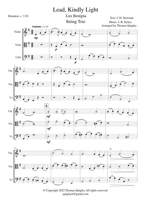 Lead, Kindly Light (arr. Thomas Quigley)