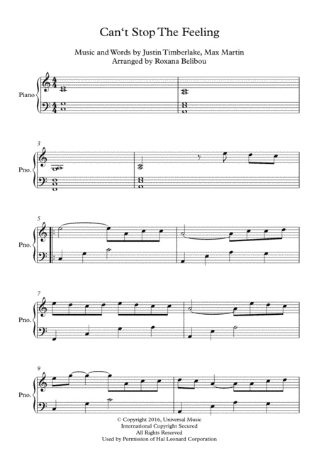 Can't Stop The Feeling  from TROLLS (arr. Roxana Belibou)
