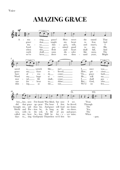 Amazing Grace for Soprano (with lyrics) (arr. Cadenza Editions)