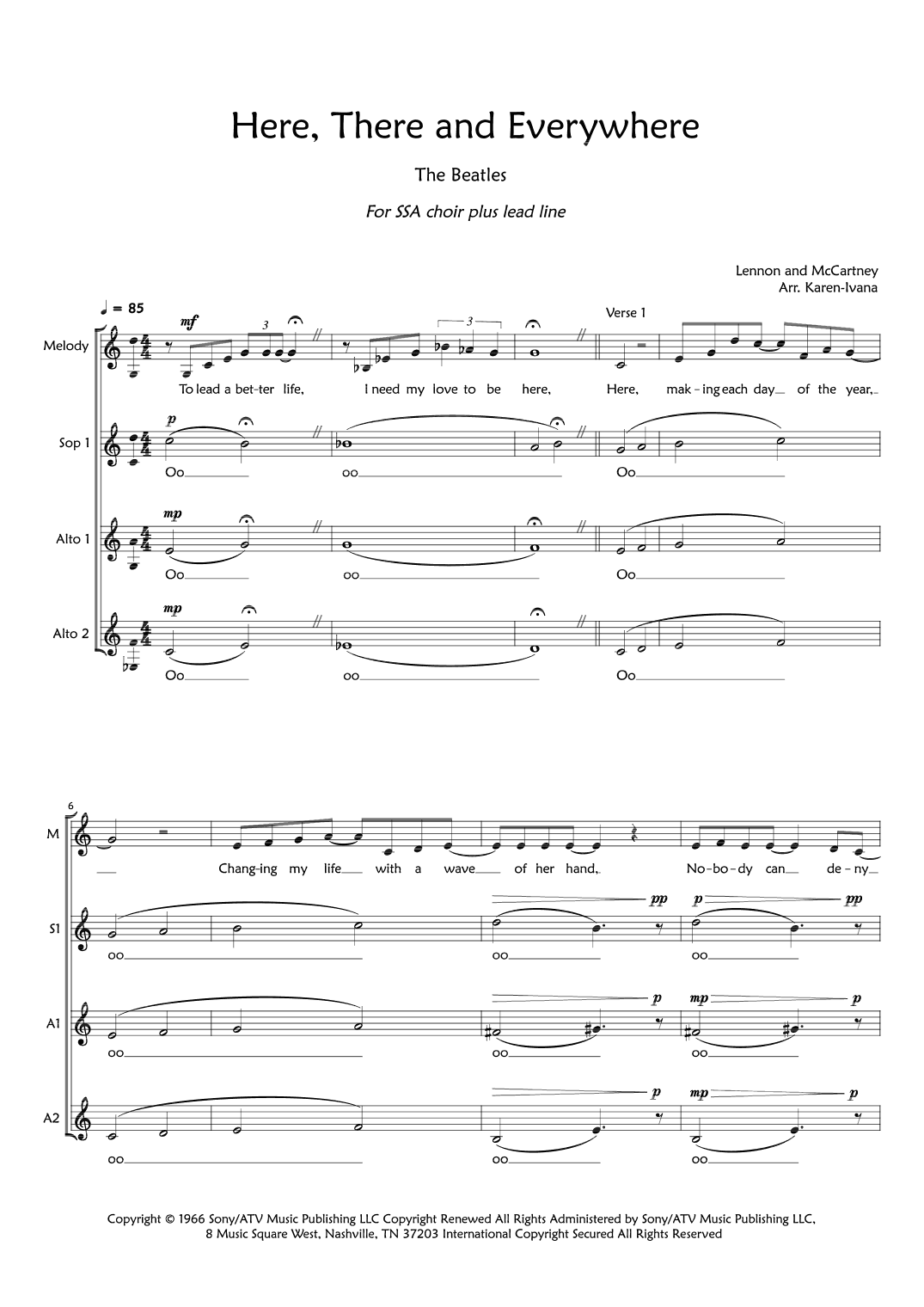 Here, There And Everywhere (arr. Karen Ivana)