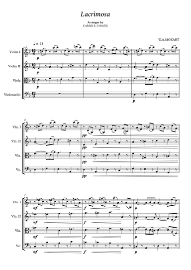 Mozart - Lacrimosa for String Quartet (arr. Cássio Silva Chaves)