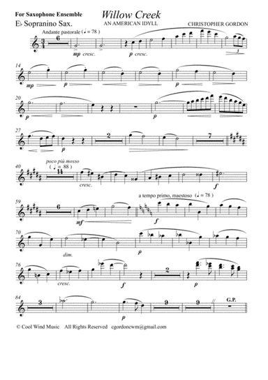Willow Creek (for Saxophone Choir) SET OF PARTS
