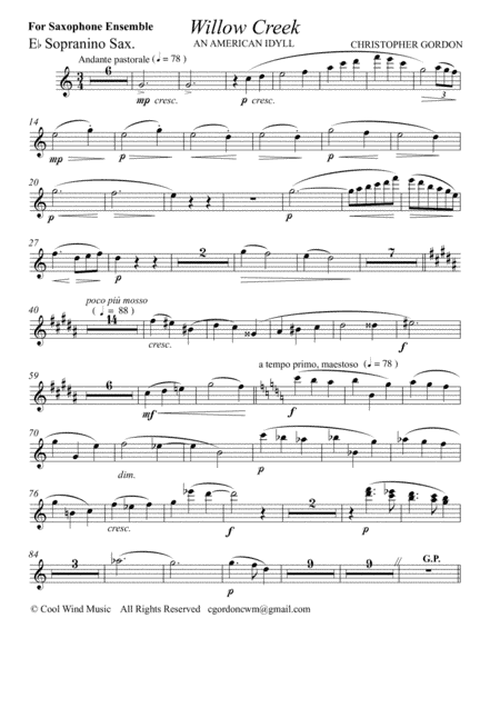 Willow Creek (for Saxophone Choir) SET OF PARTS
