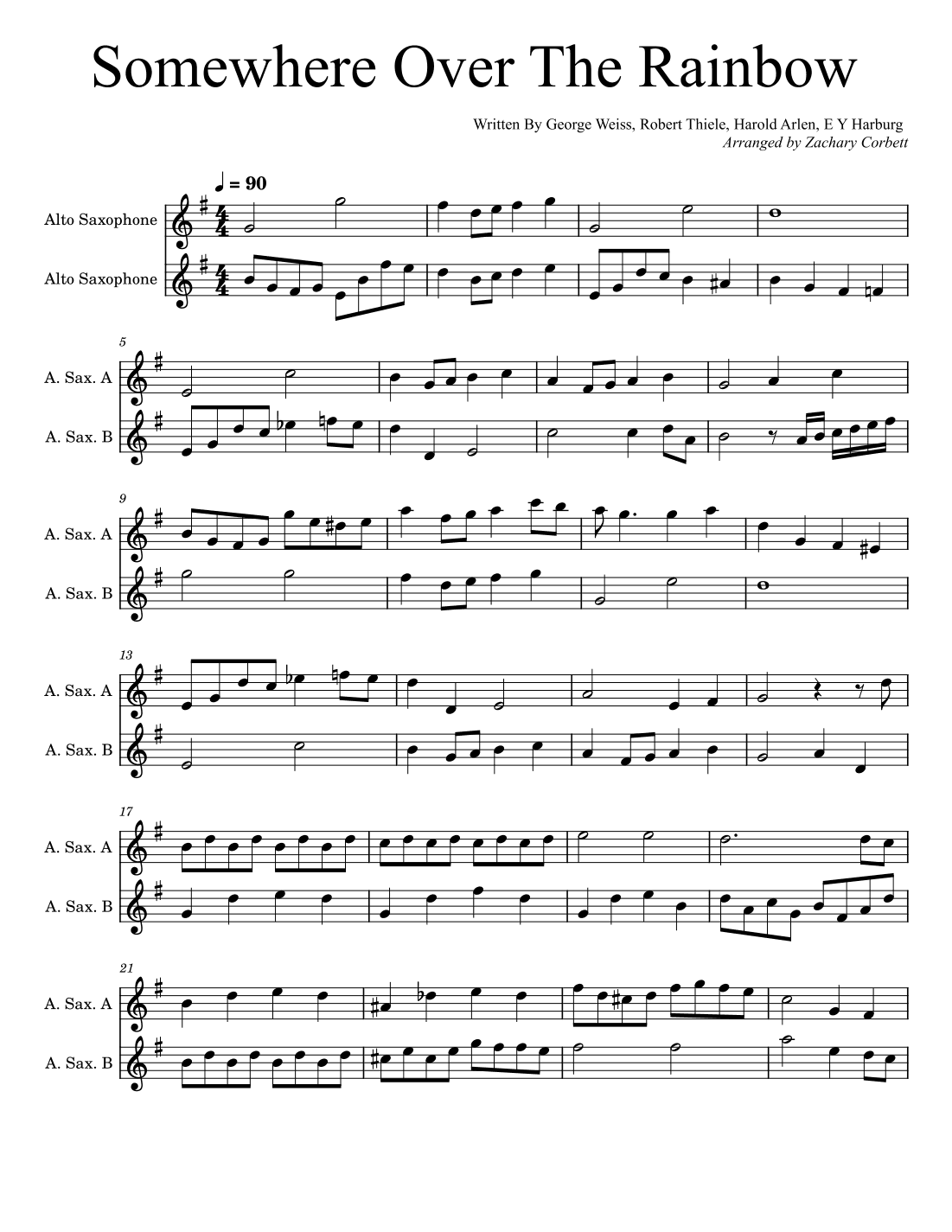 Somewhere Over The Rainbow/what A Wonderful World (arr. Zachary Corbett)