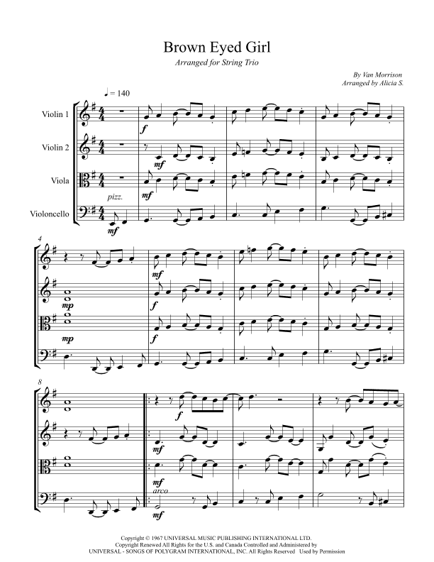 Brown Eyed Girl (arr. Alicia S.)