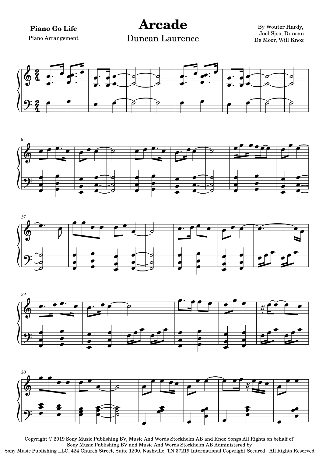 Arcade (arr. Piano Go Life)