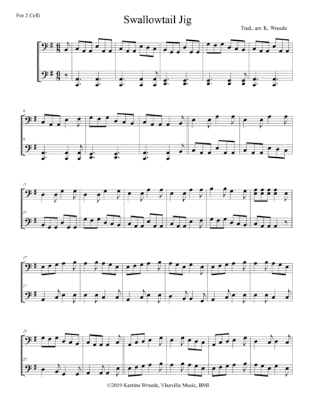 Swallowtail Jig (aka The Dancing Master) for Two Celli (arr. Katrina Wreede)
