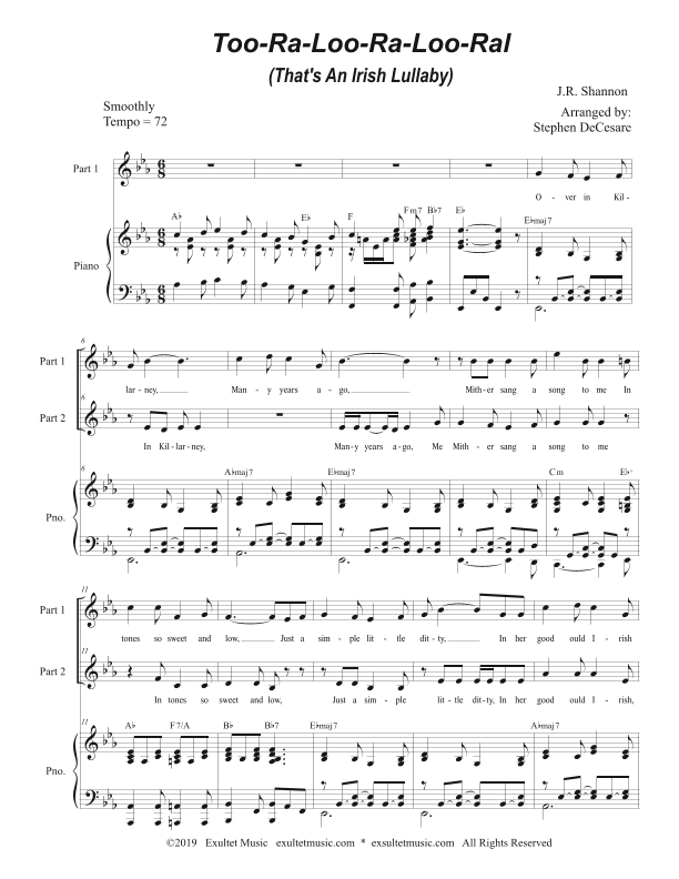 Too-Ra-Loo-Ra-Loo-Ral (That's an Irish Lullaby) (for 2-part choir) (arr. Stephen DeCesare)