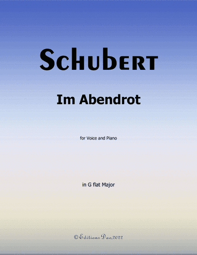 Im Abendrot, by Schubert, in G flat Major (arr. Editions Dao)