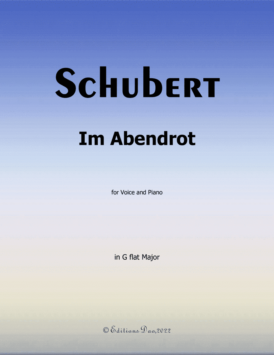 Im Abendrot, by Schubert, in G flat Major (arr. Editions Dao)