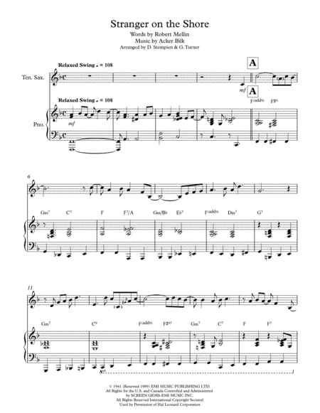 Stranger On The Shore (arr. Debra E. Stempien, Gregory H. Turner)