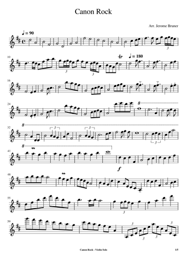 Canon Rock Violin Solo (arr. Jerome Bruner)