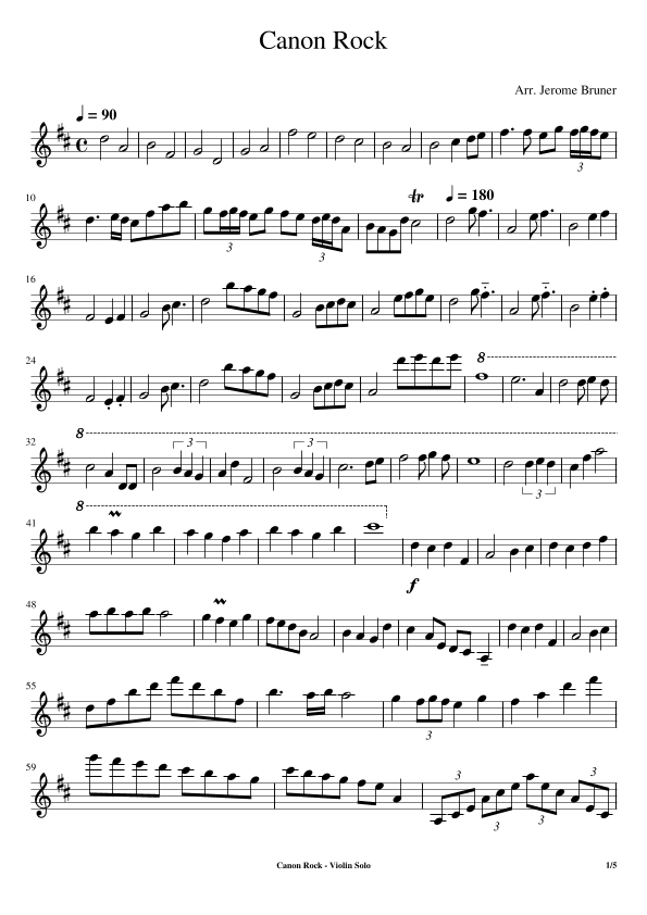 Canon Rock Violin Solo (arr. Jerome Bruner)