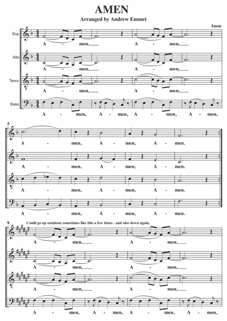 Amen A Cappella SATB (arr. Andrew Emmet)