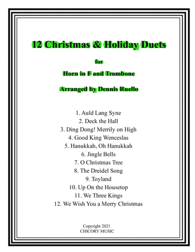 12 Christmas & Holiday Duets for Horn in F and Trombone (arr. Dennis Ruello)