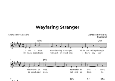 Wayfaring Stranger (Key of D-Sharp Minor) (arr. R. Salvario)