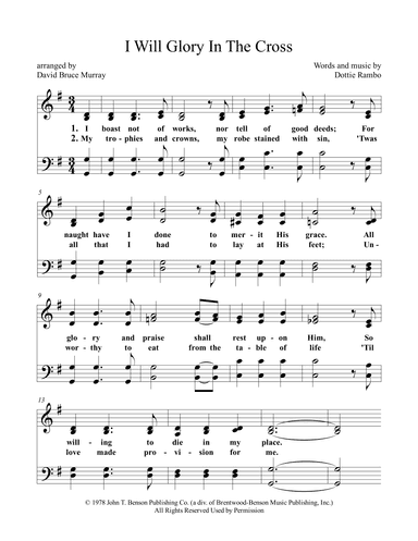 I Will Glory In The Cross (arr. David Bruce Murray)