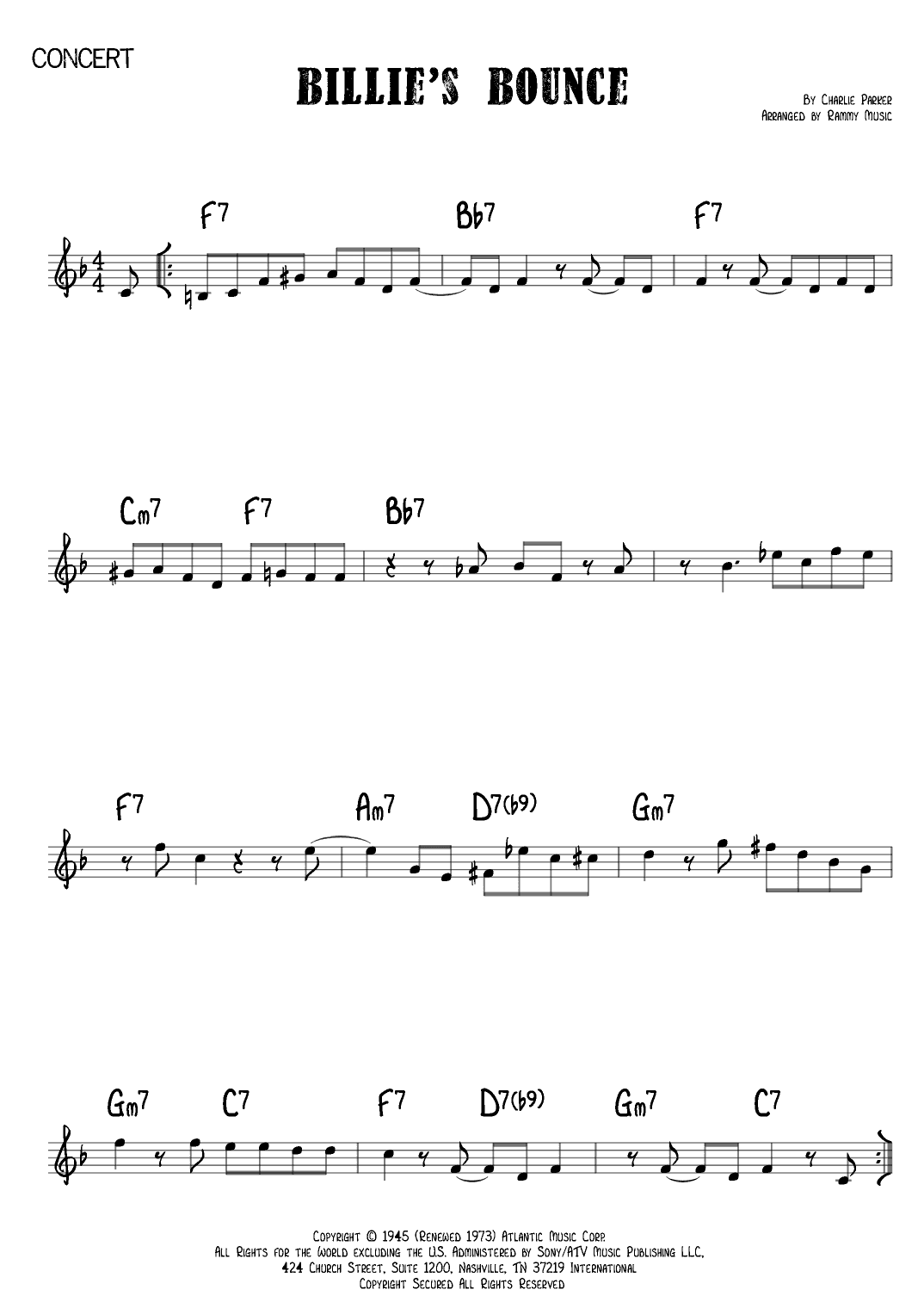 Billie's Bounce (bill's Bounce) (arr. Rammy Music)
