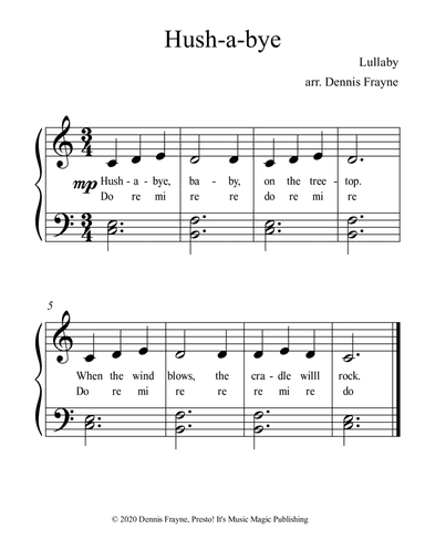 Hush-a-bye (standard notation) (arr. Dennis Frayne)