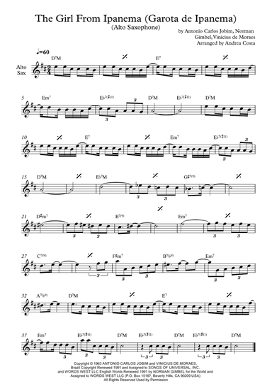The Girl From Ipanema (garôta De Ipanema) (arr. Andrea Costa)