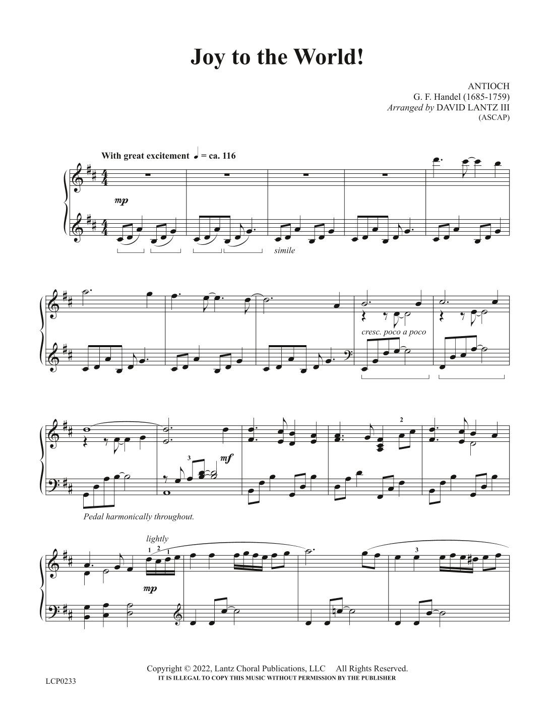 Joy to the World (arr. David Lantz III)