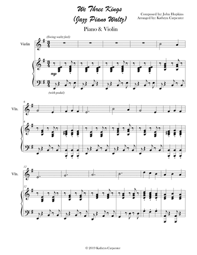 We Three Kings (Piano & Violin, Jazz Waltz) (arr. Kathryn Carpenter)