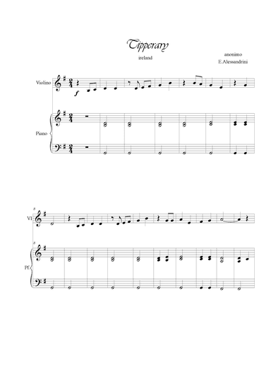 Tipperary. Violin and piano (arr. Ester Alessandrini)