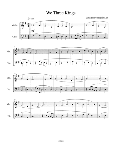 We Three Kings (violin and cello duet) (arr. B C Dockery)