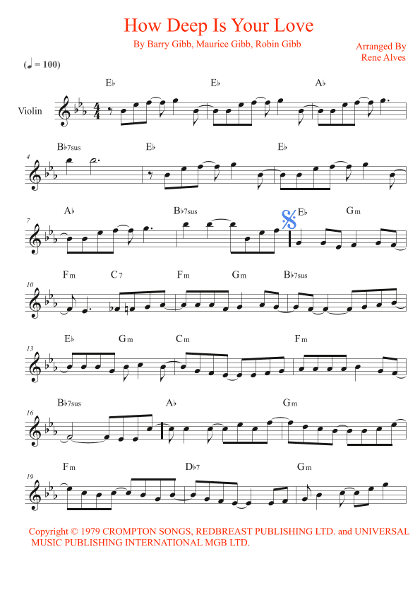 How Deep Is Your Love (arr. Rene Alves)