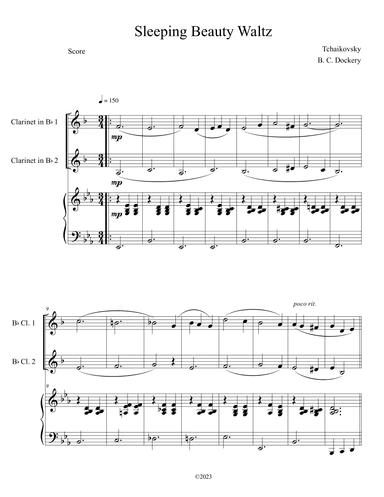Sleeping Beauty Waltz (Clarinet Duet with Piano Accompaniment) (arr. B. C. Dockery)