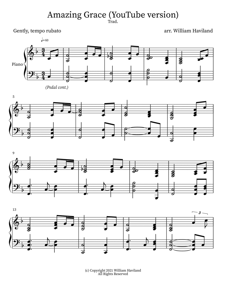 Amazing Grace [arr. for solo piano] (arr. William Haviland)