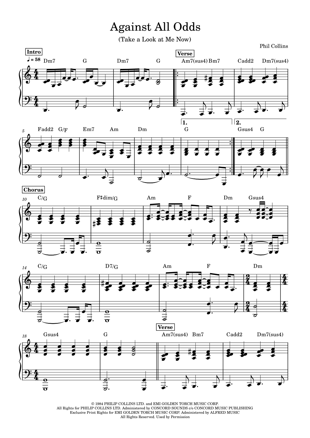 Against All Odds (take A Look At Me Now) (arr. Anacrusa)