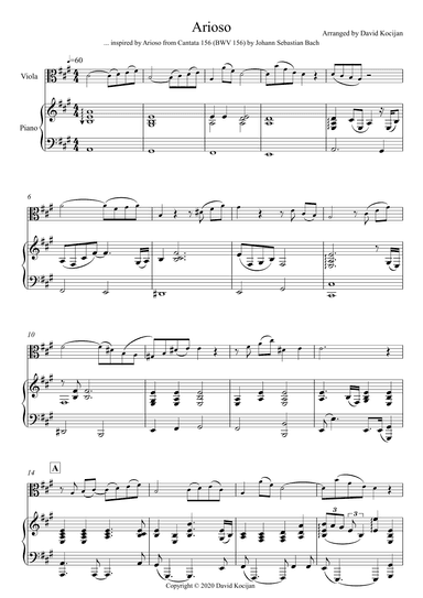 Arioso (viola & piano) - EASY (arr. David Kocijan)