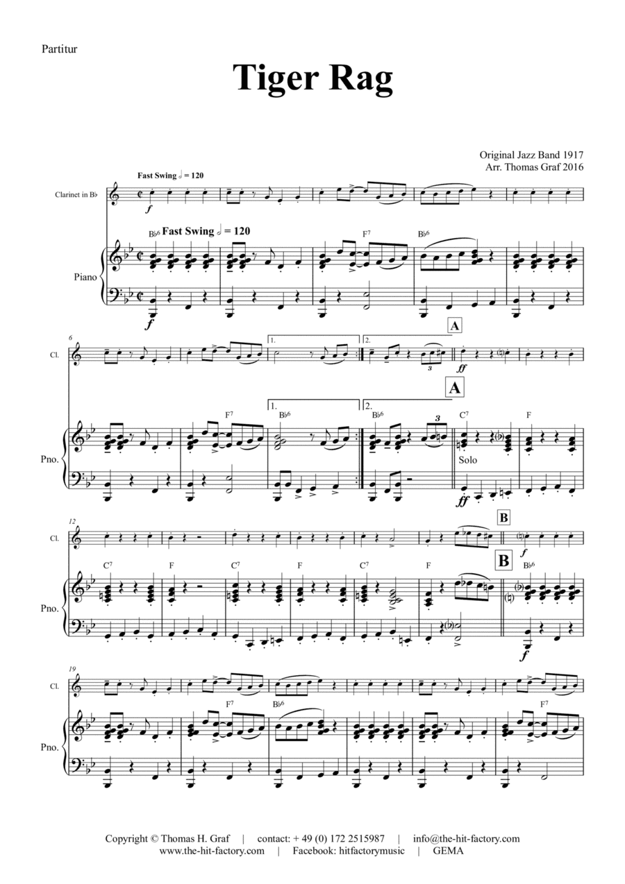 Tiger Rag - Jazz Classic - Piano and Clarinet (arr. Thomas Graf)